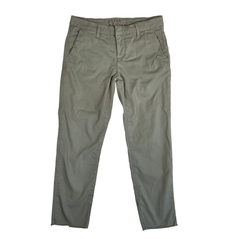 Frank & Eileen Wicklow Pants Italian Chino Sage Sz 2 Raw Hem Cropped Versatile